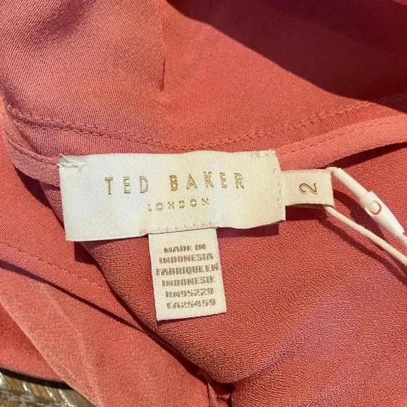 NWT Ted Baker London V Neck Bias Cut Midi Dress (missing belt) - Picture 4 of 9